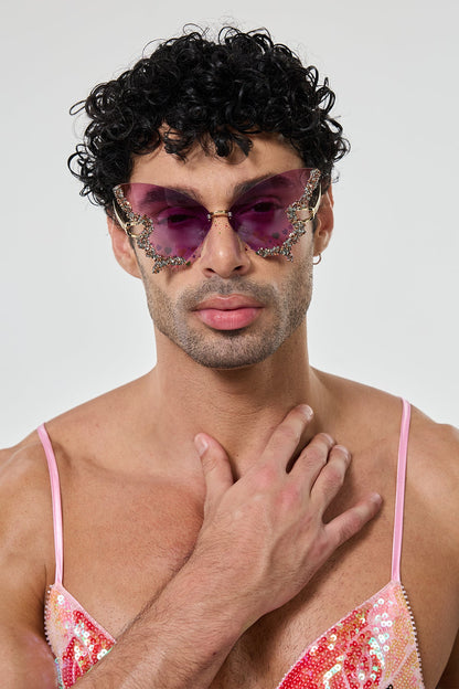 Hidden Glare Butterfly Rhinestone Sunglasses