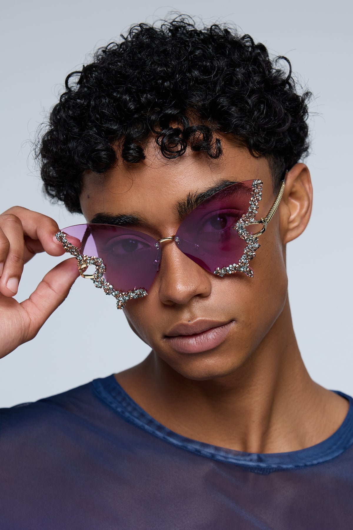 Hidden Glare Butterfly Rhinestone Sunglasses