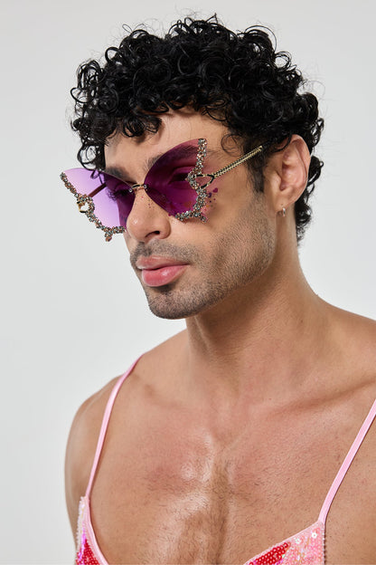 Hidden Glare Butterfly Rhinestone Sunglasses
