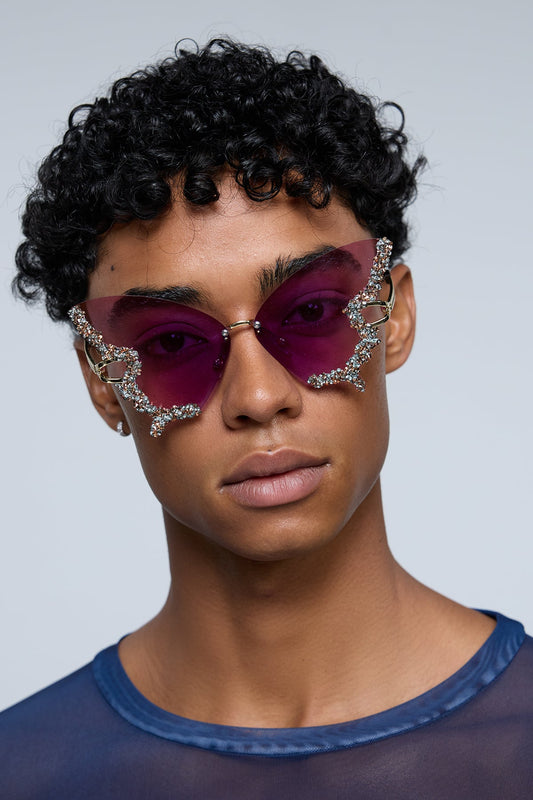 Hidden Glare Butterfly Rhinestone Sunglasses