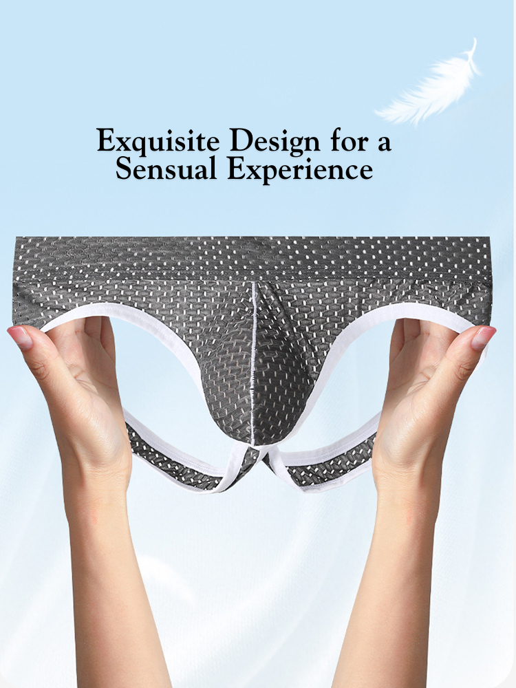 3 Pack Men's Breathable Mesh Ice Silk Sexy Stretch Fit Jockstrap