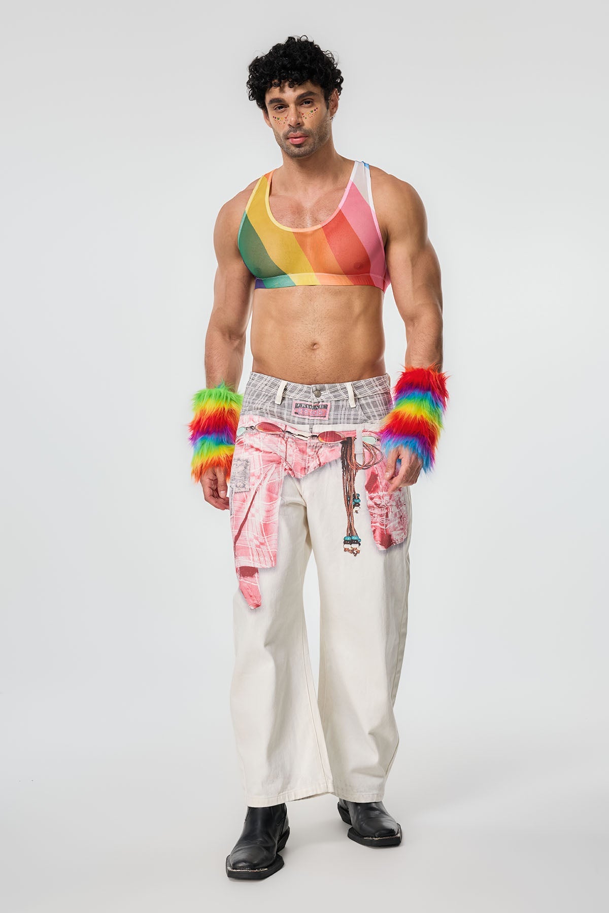 High Break Print Crop Top