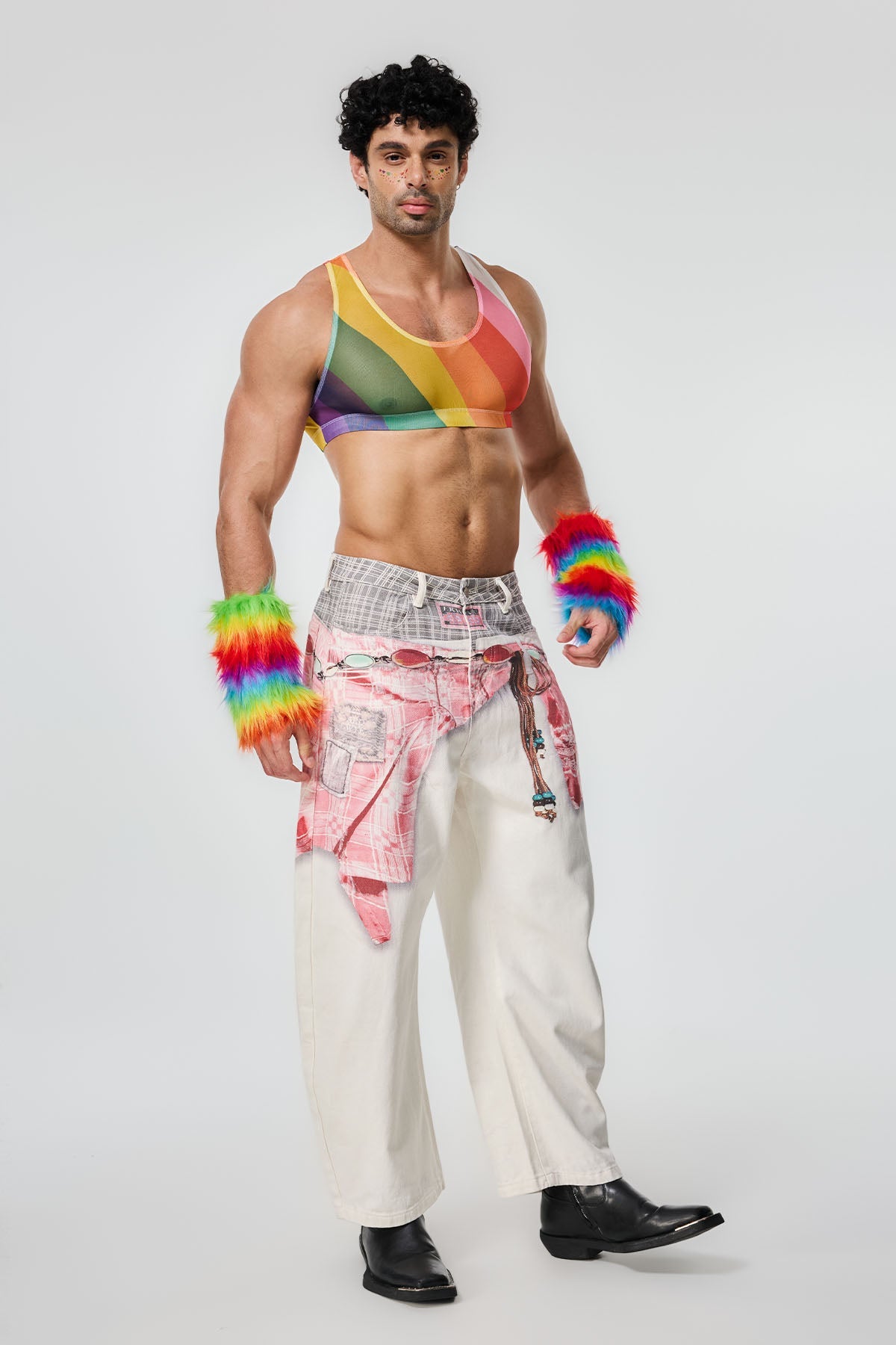 High Break Print Crop Top