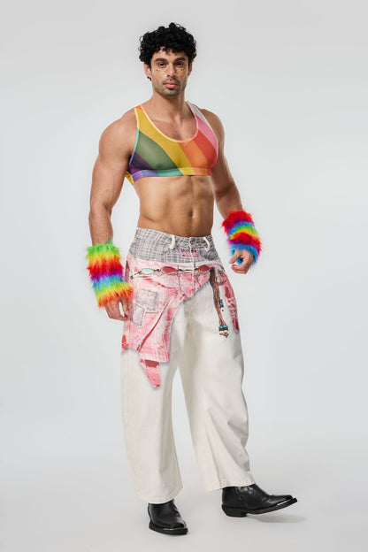 High Break Print Crop Top