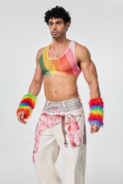 High Break Print Crop Top