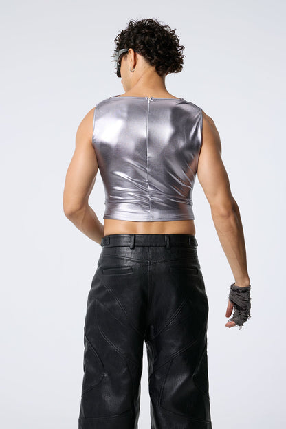 Hip Flash Sleeveless Metallic Top
