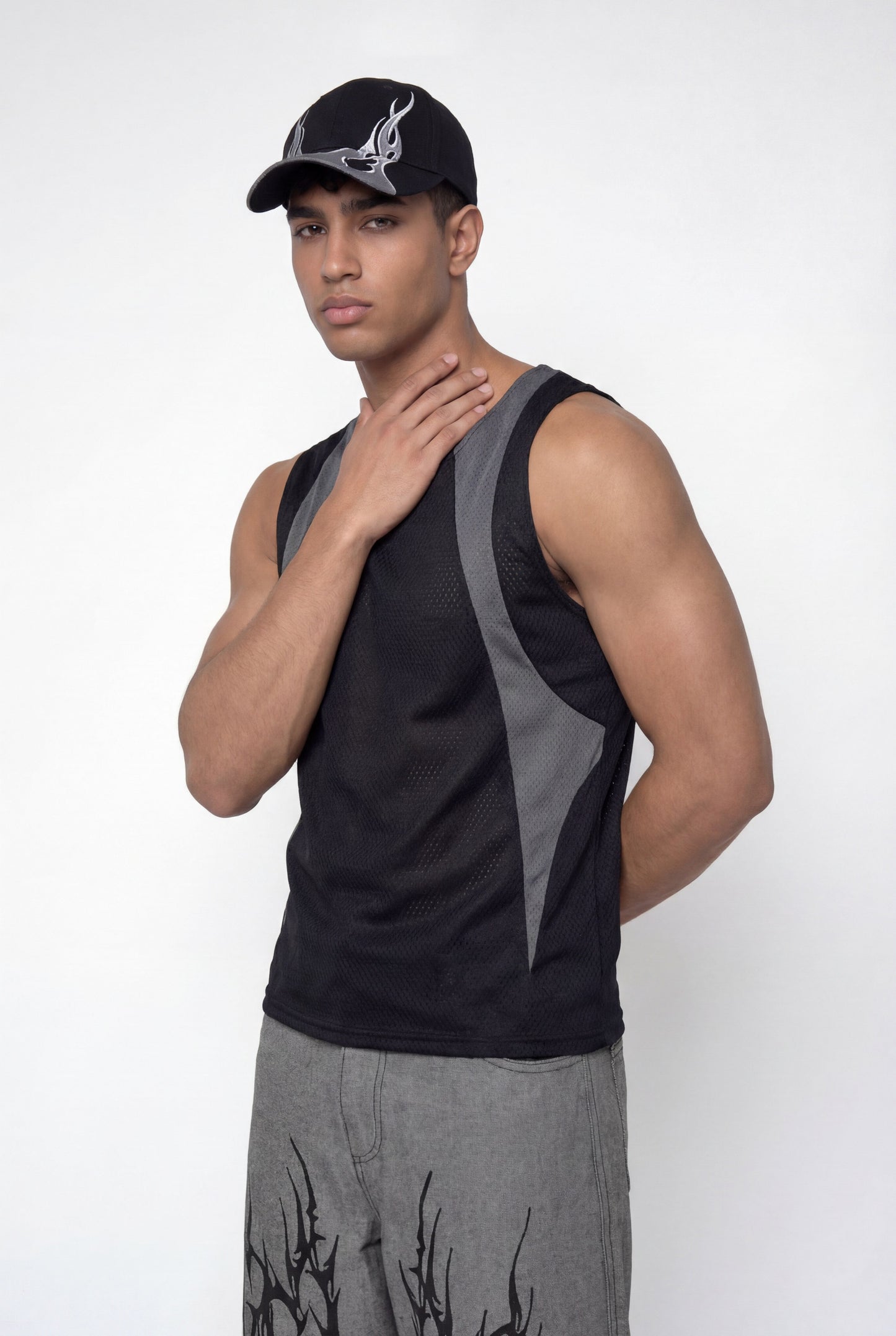 Hollow Fade Cutout Sleeveless Top Black