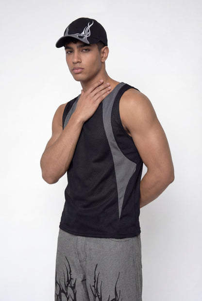 Hollow Fade Cutout Sleeveless Top Black