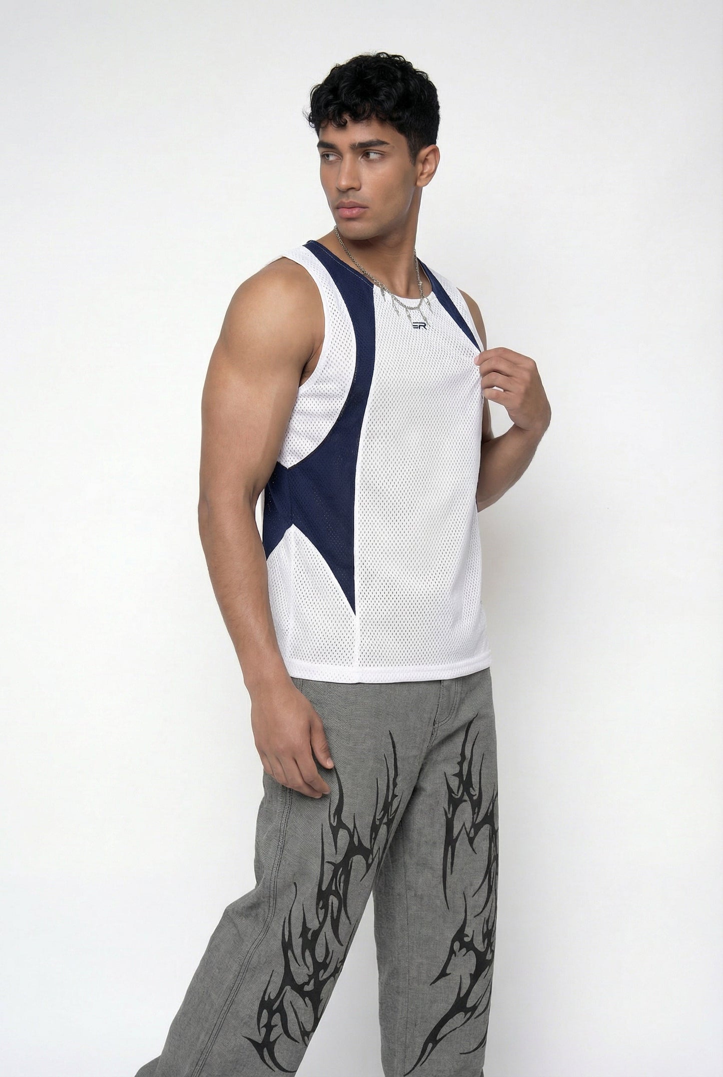 Hollow Fade Cutout Sleeveless Top White