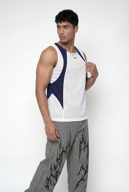 Hollow Fade Cutout Sleeveless Top White