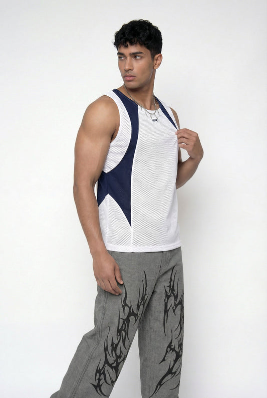 Hollow Fade Cutout Sleeveless Top White