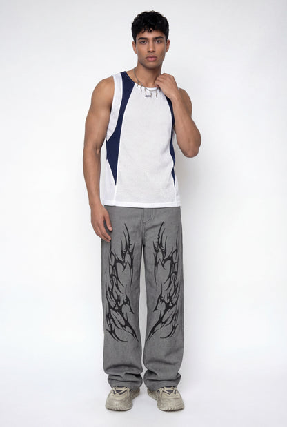 Hollow Fade Cutout Sleeveless Top White