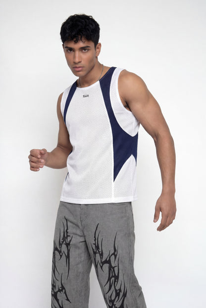 Hollow Fade Cutout Sleeveless Top White