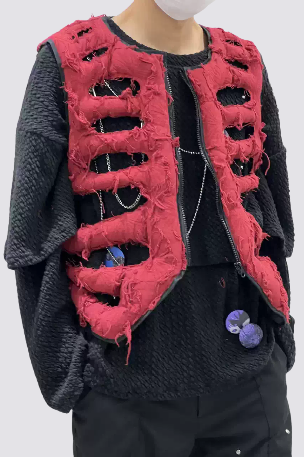 Hollow Layer Cutout Vest Red
