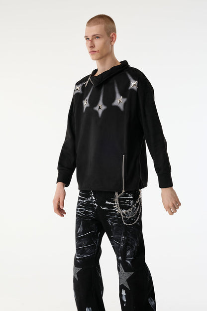 Hollow Veil Long Sleeve Zipper Top