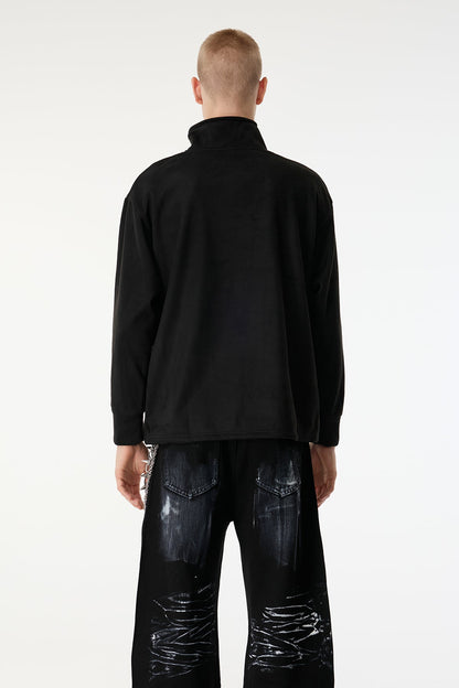 Hollow Veil Long Sleeve Zipper Top