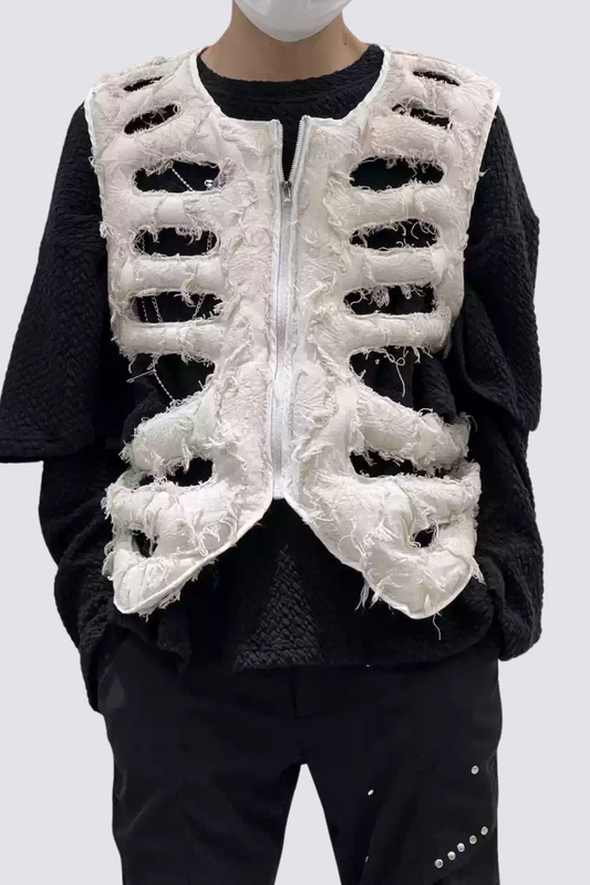 Hollow Layer Cutout Vest White