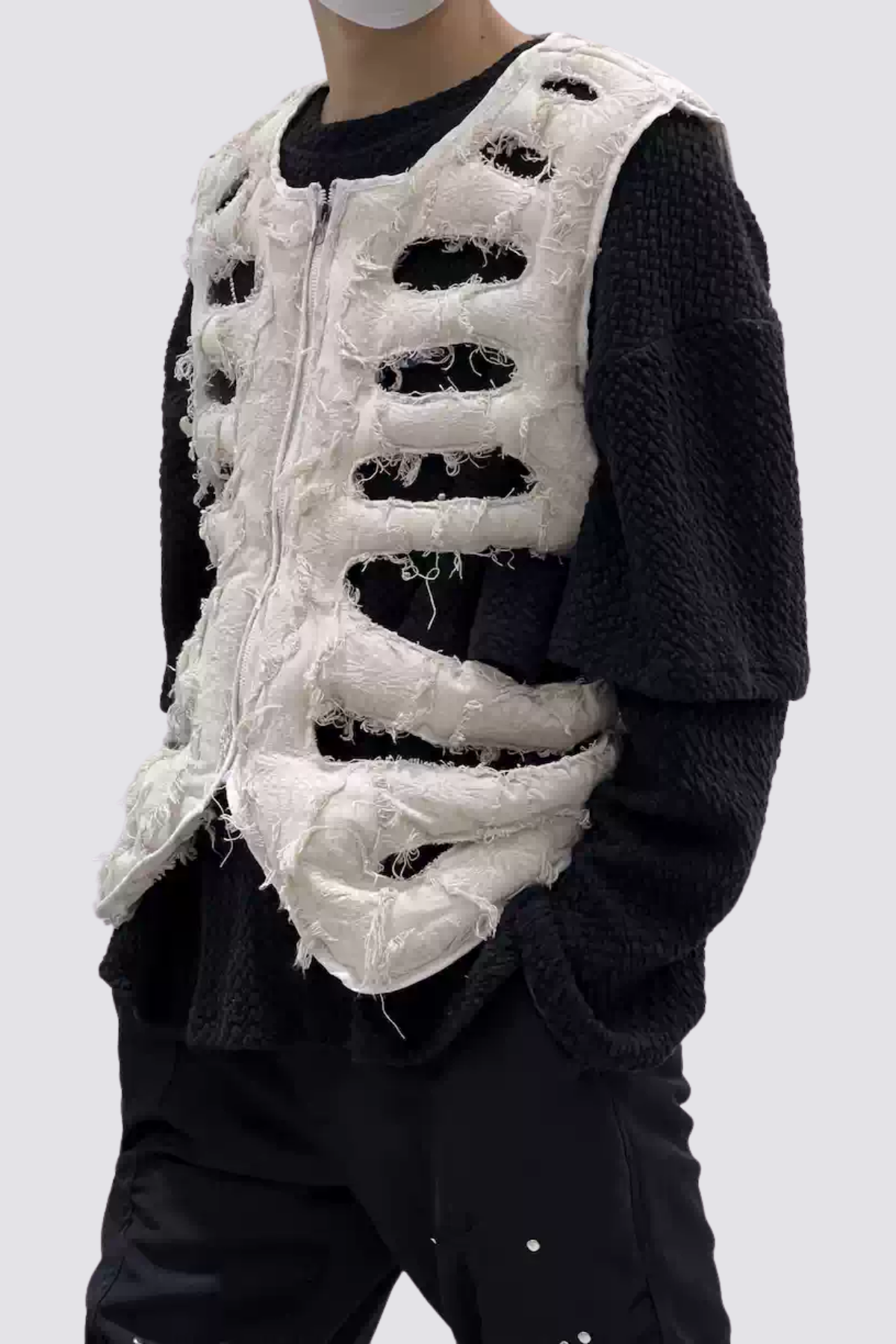 Hollow Layer Cutout Vest White