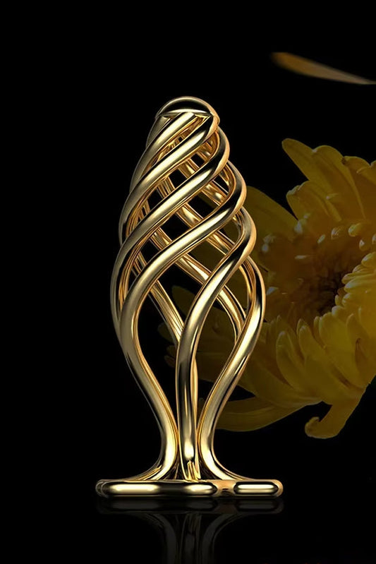 Hollow Spiral Golden Metal Anal Plug
