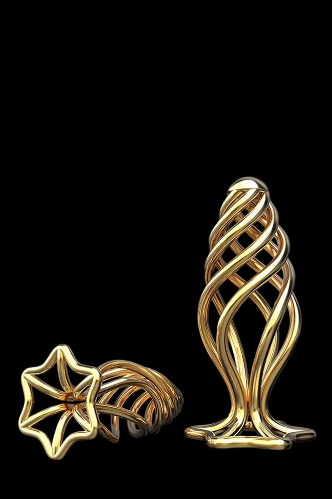 Hollow Spiral Golden Metal Anal Plug
