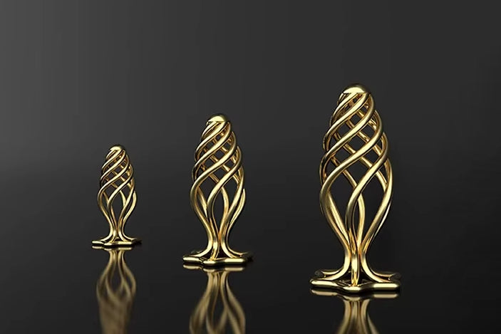 Hollow Spiral Golden Metal Anal Plug