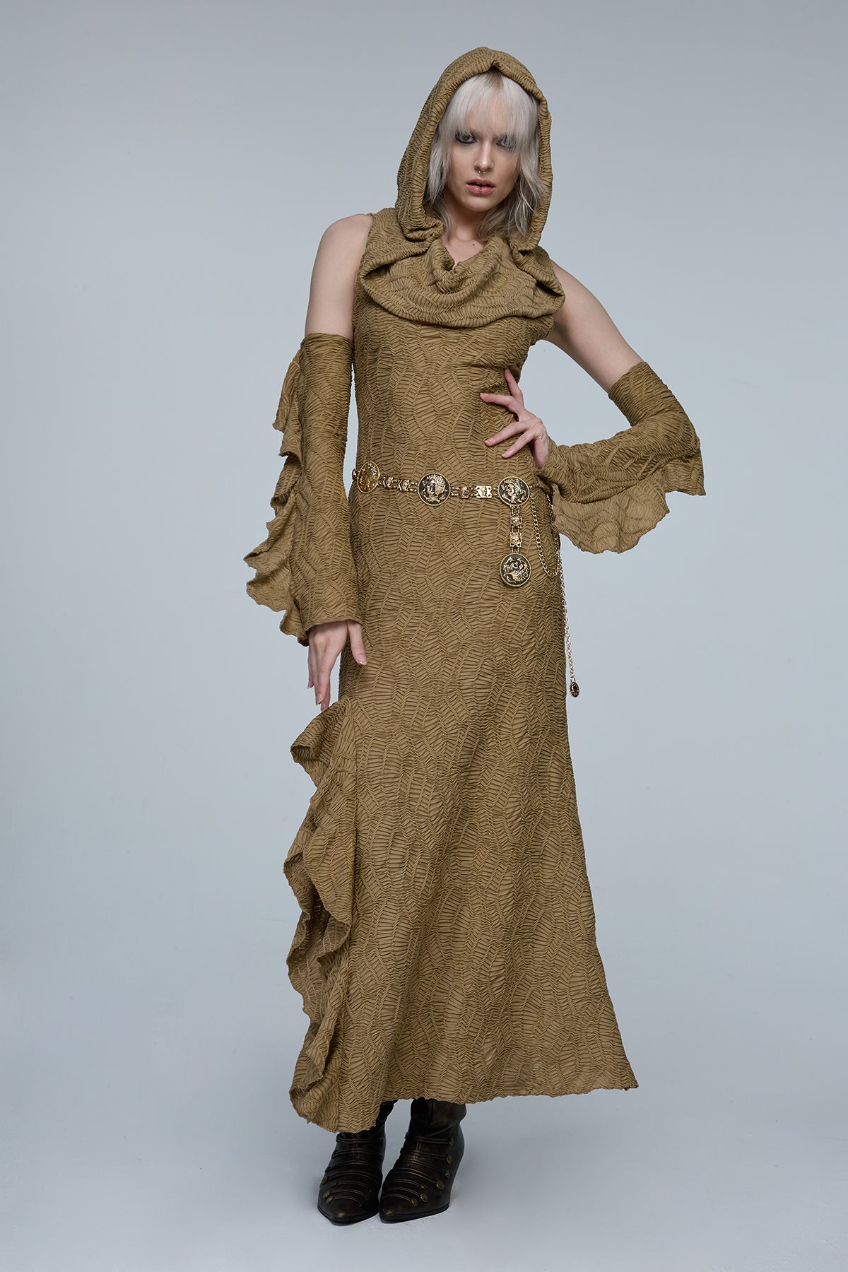 Hybrid Dark Sleeveless Hooded Maxi Dress