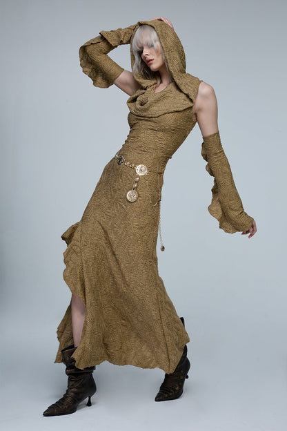 Hybrid Dark Sleeveless Hooded Maxi Dress