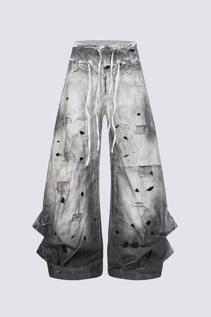 Hybrid Frame Ripped Wide Leg Pants