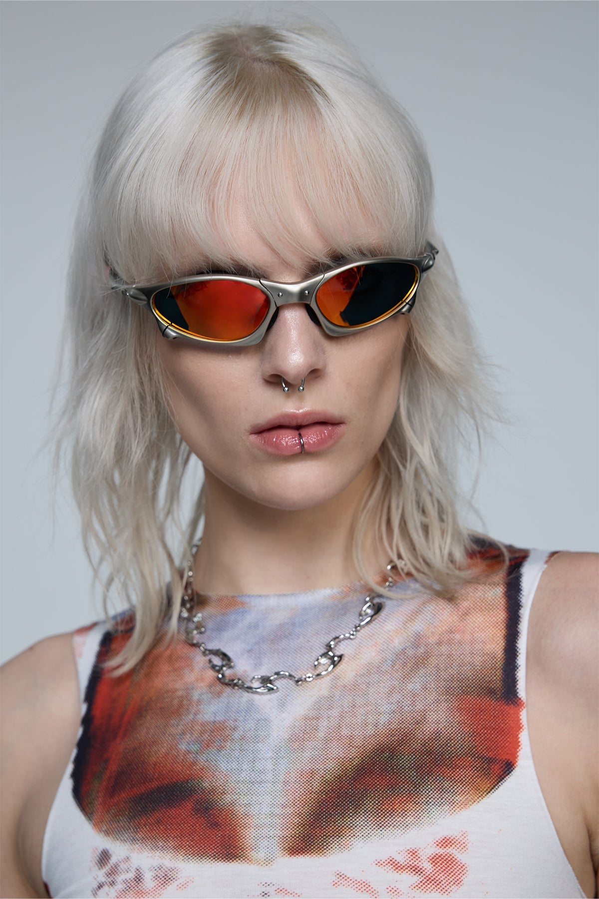 Hybrid Lens Metal Sunglasses Red
