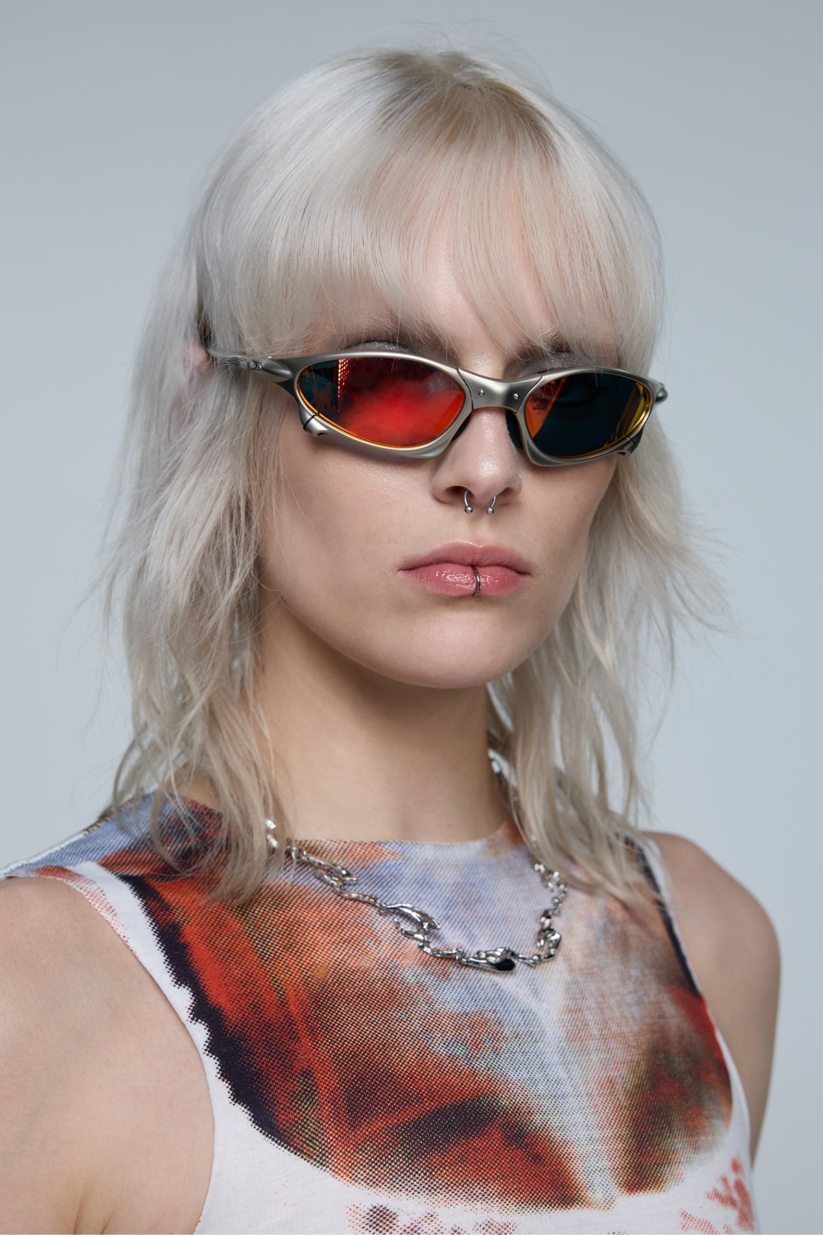 Hybrid Lens Metal Sunglasses Red