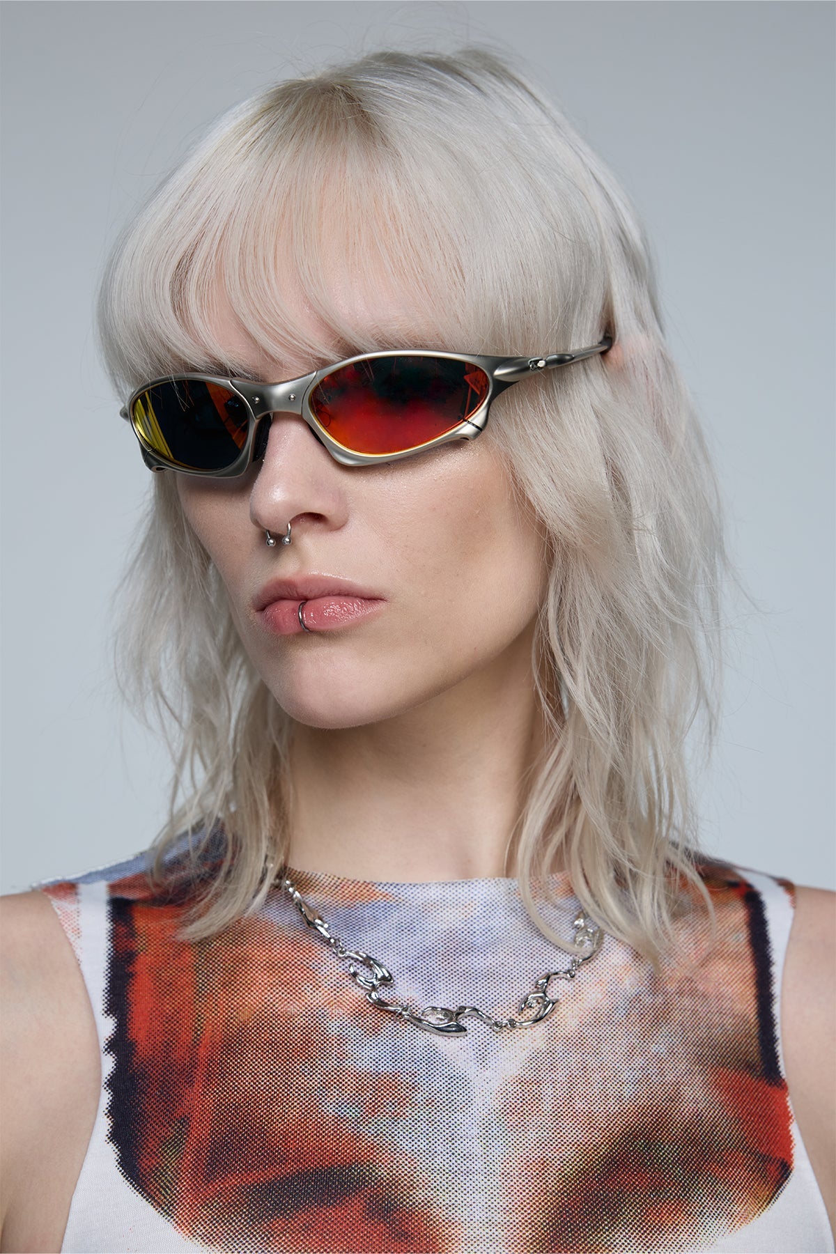 Hybrid Lens Metal Sunglasses Red