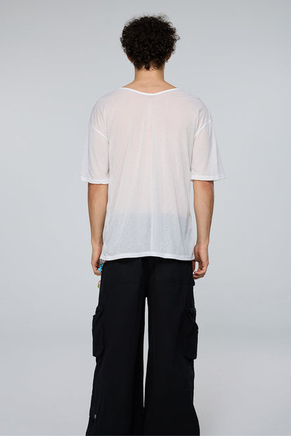 Hybrid Sense Mesh Beaded T-Shirt