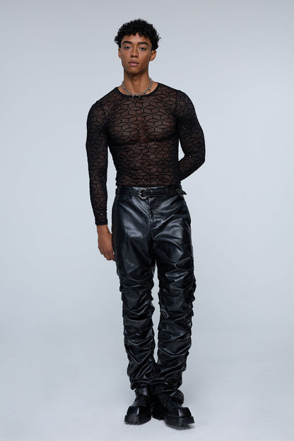 Hybrid Signal Rhinestone Mesh Long Sleeve Top