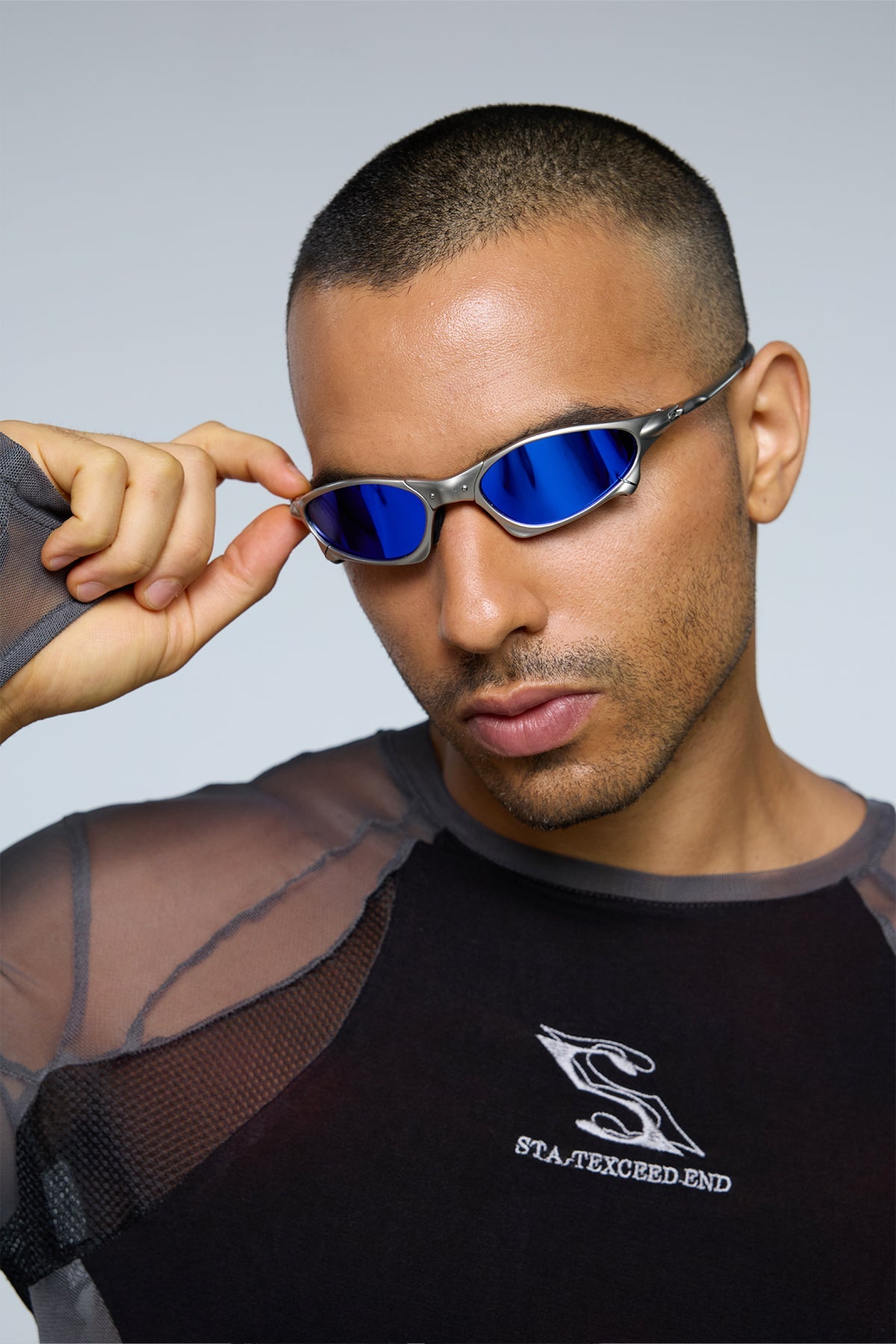Hybrid Lens Metal Sunglasses Blue