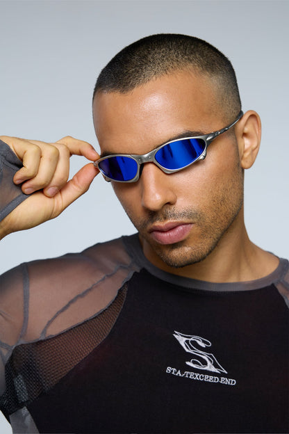 Hybrid Lens Metal Sunglasses Blue