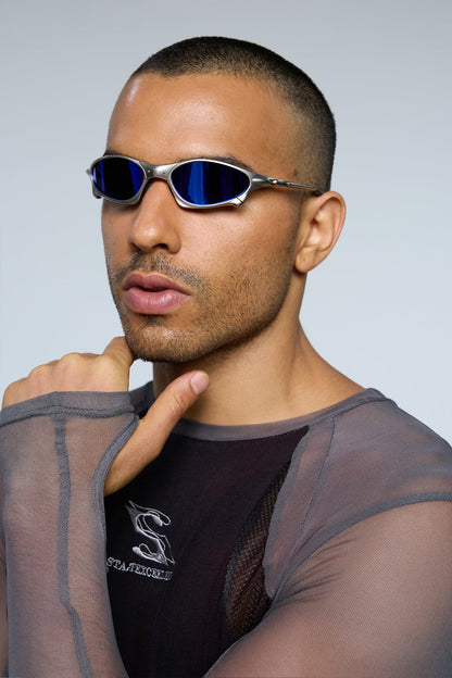 Hybrid Lens Metal Sunglasses Blue