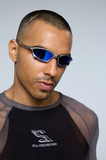 Hybrid Lens Metal Sunglasses Blue