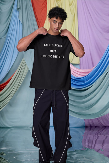 Hybrid Print T-Shirt Black