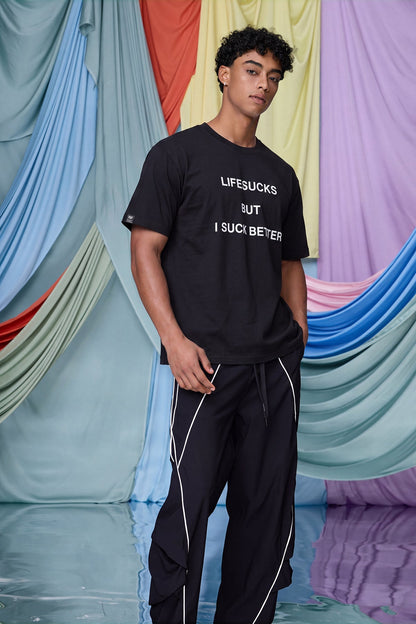 Hybrid Print T-Shirt Black
