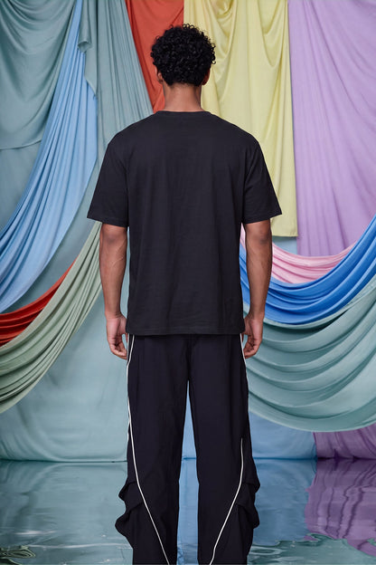 Hybrid Print T-Shirt Black