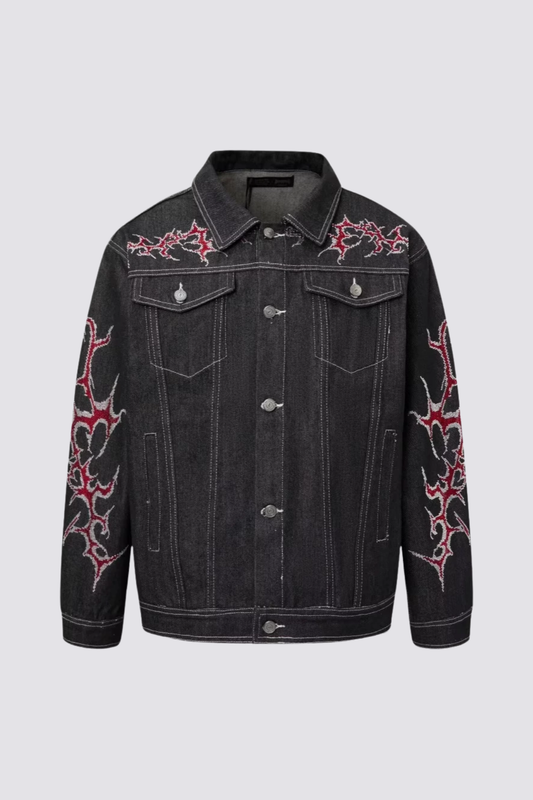 Hype Stitch Rhinestone Denim Jacket
