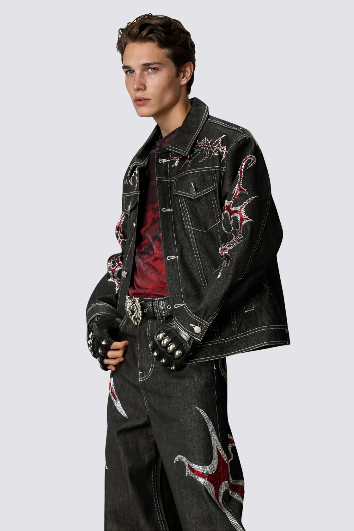 Hype Stitch Rhinestone Denim Jacket