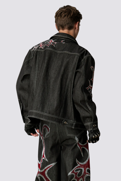 Hype Stitch Rhinestone Denim Jacket