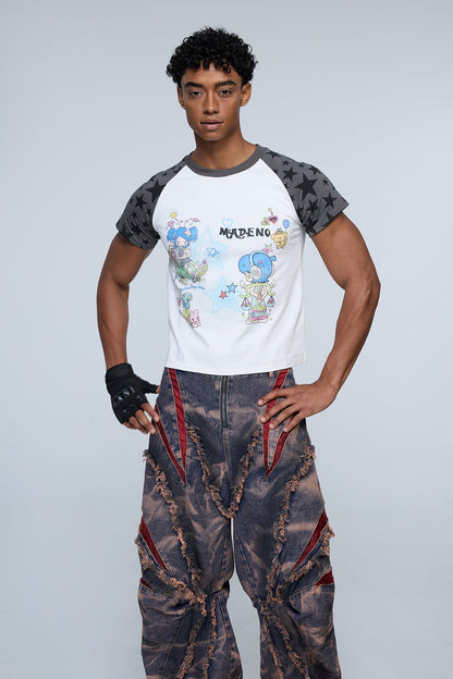 Hyper Cute Y2K Print Star T-Shirt White