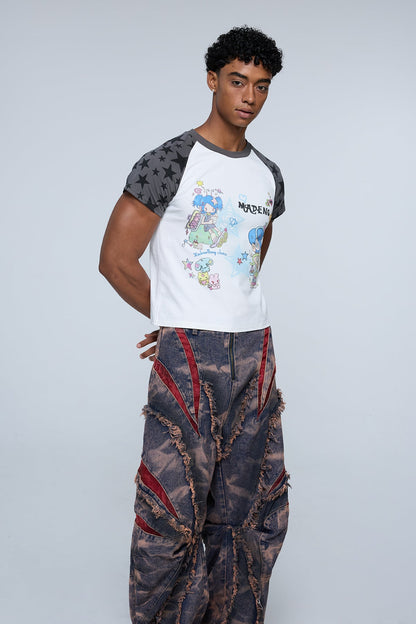 Hyper Cute Y2K Print Star T-Shirt White