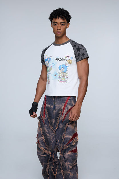 Hyper Cute Y2K Print Star T-Shirt White
