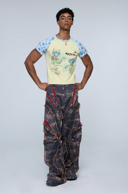 Hyper Cute Y2K Print Star T-Shirt Yellow