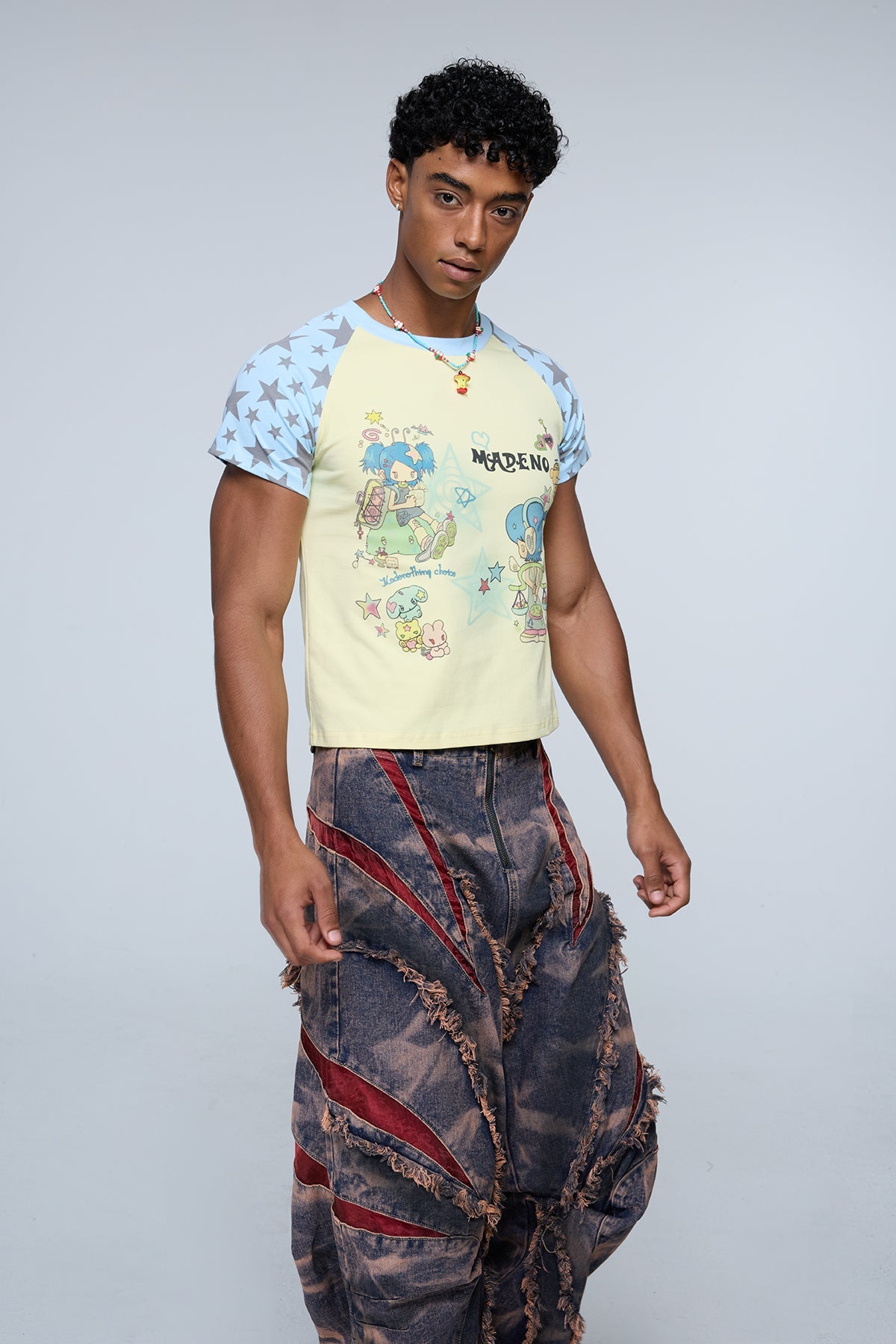 Hyper Cute Y2K Print Star T-Shirt Yellow