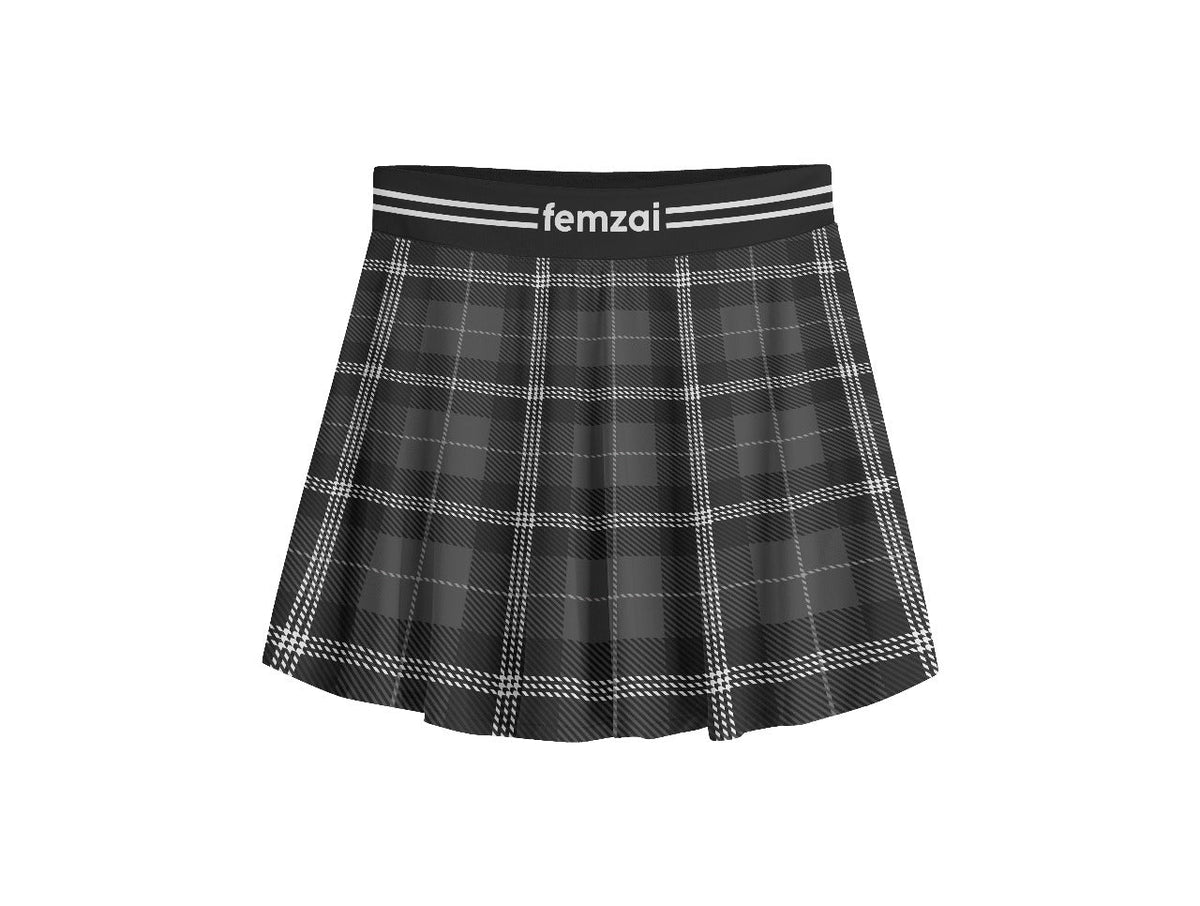 Neon Black Plaid Skirt