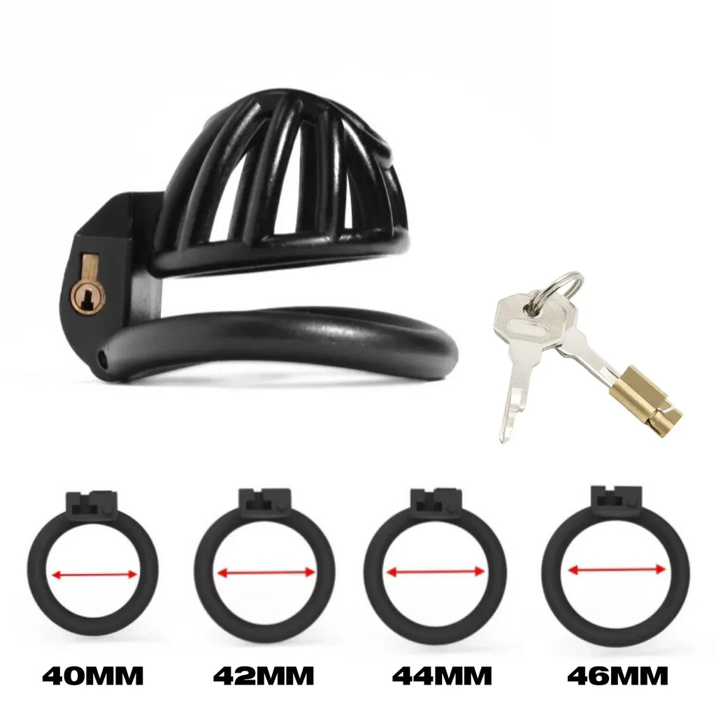Inverted Mini Chastity Cage – Micro Male Chastity Cage | 3D Printed Resin | Shrink Training & Concealment | 3 Sizes + Hidden Lock